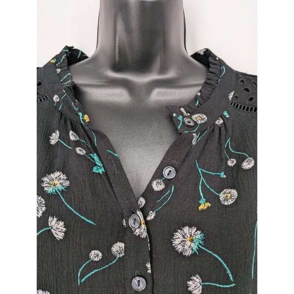 Torrid 1/4 Button Up Top Size 2X Crinkle Gauze Floral Eyelet Tunic Casual Office - Picture 5 of 11